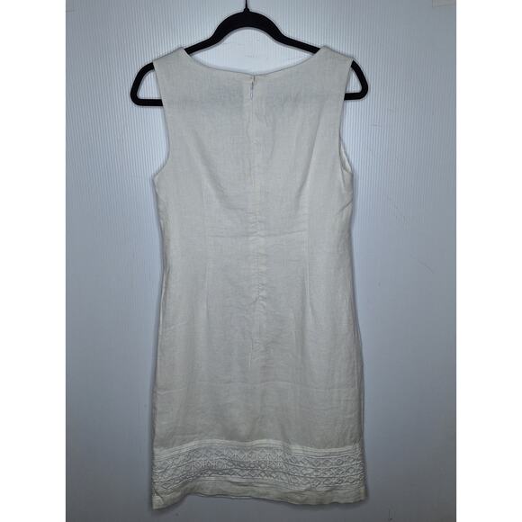 LTS Long Tall Sally 100% Linen Shift Dress Lace Trim 4 Tall Sleeveless White - Picture 10 of 11